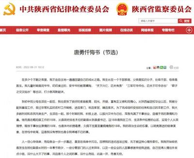 陜西省委統戰部原副部長唐勇受賄案細節:商人拖著行李箱送錢,曾收上百公務員賄賂