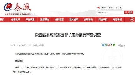 陜西省委統戰部副部長唐勇被查:因運作其子讀本科卷入商人敲詐校長案當證人